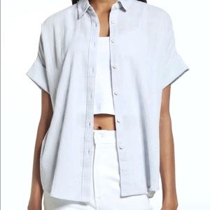 MADEWELL XS Courier Pintuck-Back Button Up Shirt in Textured Window Pane